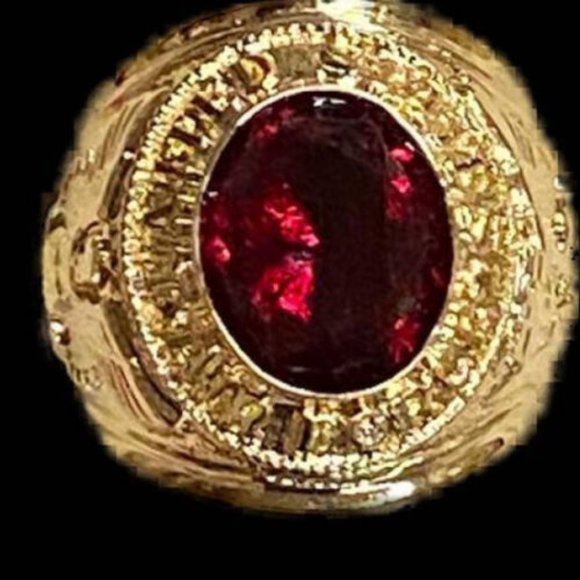 AIr Force Ring Red or clear crystal stone 18 Kt Gold Military US MADE 7 14 NWT - Picture 1 of 4